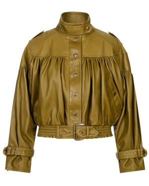 Chloé Cropped Leren Jas - Groen