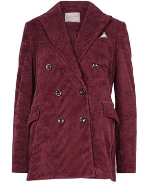 Circolo 1901 Samt Doppelreihiger Rippstrick-Blazer - Lila
