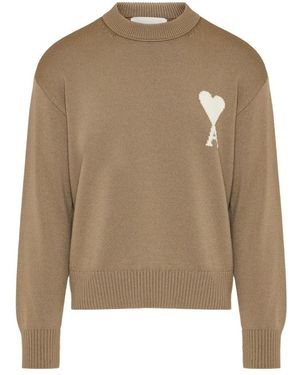 Ami Paris Round-Neck Knitwear - Neutro