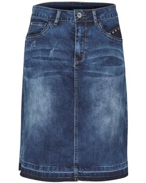Cream Denim Skirts - Blue