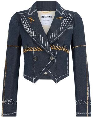 Moschino Cropped Katoenen Blazer - Blauw