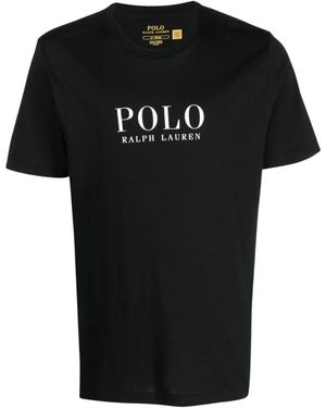 Polo Ralph Lauren Tops ,Zwart ,Katoen Logo T-Shirt Met Ronde Hals