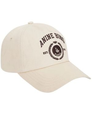 Anine Bing Accessoires ,Katoen Jeremy Collegiate Cap - Wit