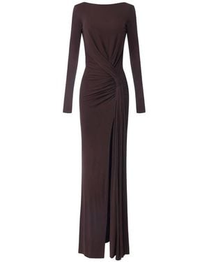 Elisabetta Franchi Kleedjes ,Bruin Carpet Jersey Jurk - Paars