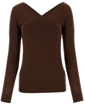 Co. Truien & Vesten ,Bruin ,V-Neck Truien