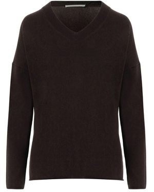 Allude Truien & Vesten ,Bruin ,Kasjmier V-Neck Kasjmier Trui - Zwart