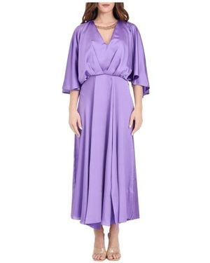 SIMONA CORSELLINI Langes Kleid Mit Glockenärmeln Polyester - Lila