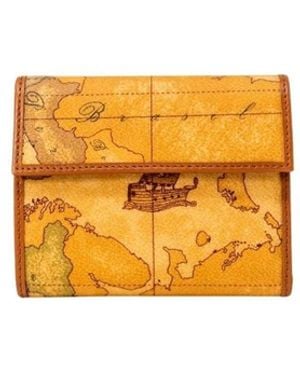 Alviero Martini 1A Classe Geometrisches Muster Knopf Geldbörse Mit Taschen - Orange