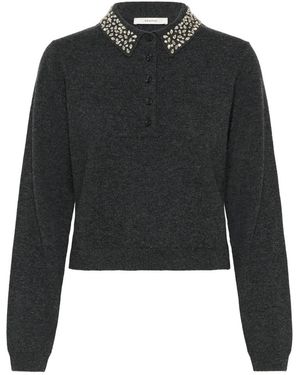 Gestuz Truien & Vesten ,Grijs ,Wol Gzmanzi Deco Polo Pullover - Zwart
