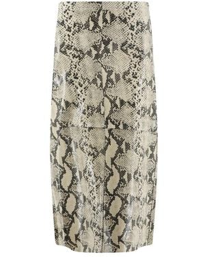 Alysi Rokken ,Leer Midirok Met Hoge Taille - Naturel