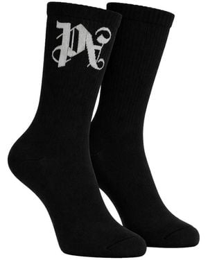 Palm Angels Long Cotton Socks Pmra001E23Fab0021001 - Black