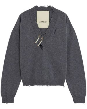 A PAPER KID V-Neck Knitwear - Gris