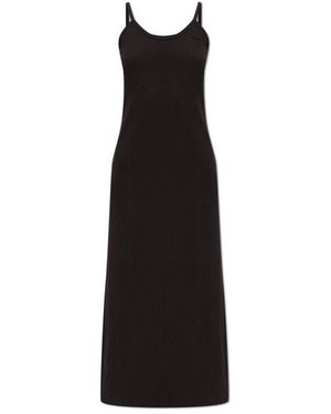 Lacoste Geripptes Maxi-Trägerkleid Aus Baumwolle - Schwarz