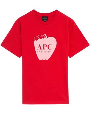 A.P.C. Tops ,Rood ,Katoen Pomme Tee