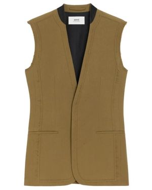 Ami Paris Jassen ,Bruin ,Wol Wollen Mouwloze Jas - Groen