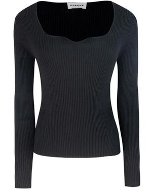 P.A.R.O.S.H. Jersey Negro Slim Fit Con Escote Profundo, Mujer, Talla