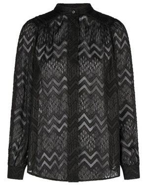 MARC AUREL Fil-Coupé Bluse Mit Glanzfäden - Schwarz