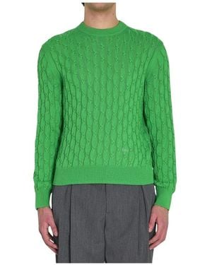 Dior Pullover Mit Zopfmuster Und Rundhalsausschnitt - Grün