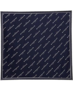 Givenchy Accessoires ,Blauw ,Wol Blauwe Shadow Wol Zijde Sjaal