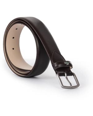 Lacoste Accessoires ,Bruin ,Leer Gladde Leren Riem - Zwart