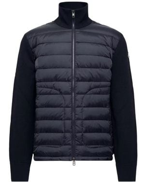 Moncler Gesteppte Strickjacke Mit Reißverschluss - Blau