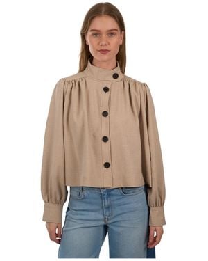 Second Female Ausgestellte Jacke Mit Puffärmeln - Natur