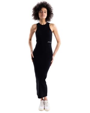 hinnominate Kleedjes ,Zwart ,Katoen Long Ribbed Tank Dress - Blauw