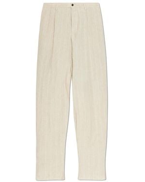 Giorgio Armani Broeken ,Linnen Linnen Pinstripe Broek - Naturel