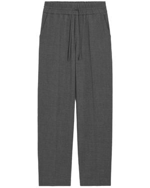 Ami Paris Broeken ,Grijs ,Wol Wolbroek Met Elastische Taille