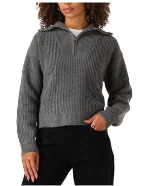 Envii Donkergrijze Half Zip Gebreide Trui - Grijs