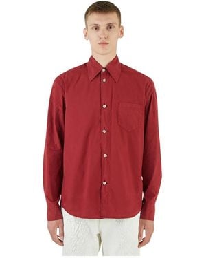 NAMACHEKO Overdyed Overhemd Met Puntkraag - Rood