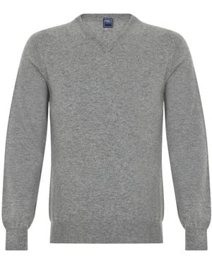 Fedeli Iconische Slim V-Hals Trui - Grijs