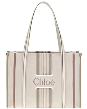 Chloé Tassen ,Katoen Woody Loop Tote Bag - Wit