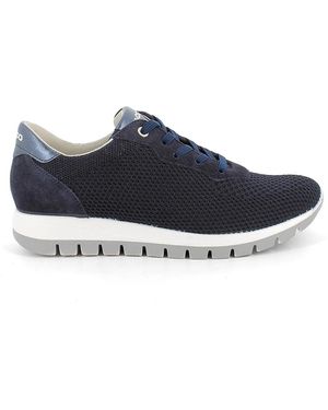 Igi&co Schoenen ,Blauw ,Leer Sneaker Met Gebreid Effect