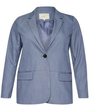 Kaffe Vintage Blazer Mit V-Ausschnitt - Blau