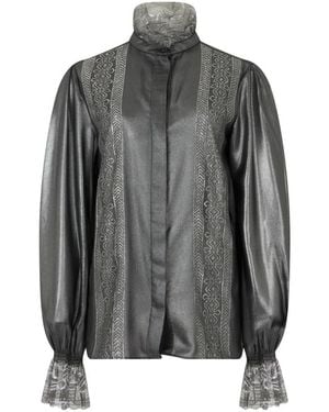 Alberta Ferretti Elegante Bluse Mit Hohem Kragen - Grau