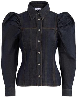 Ganni Denim Shirts - Blu
