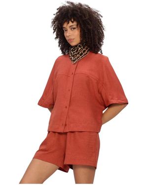 EST'SEVEN Overhemden ,Rood ,Linnen Freya Top