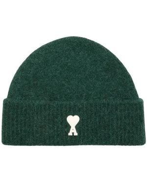 Ami Paris Accessoires ,Groen ,Wol Ami De Coeur Muts