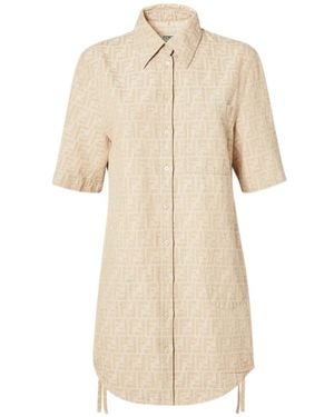 Fendi Shirt Dresses - Natural