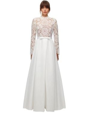 Self-Portrait Elegantes Spitzen Maxikleid - Weiß