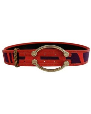 Borbonese Eleganter Ledergürtel Mit Klassischer Schnalle - Rot