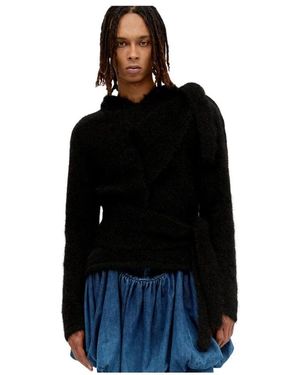 AARON ESH Mohair kapuzenpullover mit bindungskonstruktion - Schwarz