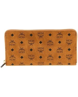 MCM Aren Zip Around Wallet - Braun