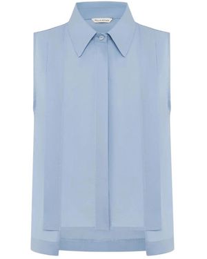 Manila Grace Mouwloze Blouse - Blauw