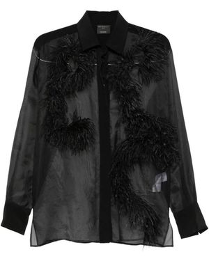 Antonelli Overhemden ,Zwart ,Shirt Met Verenrand