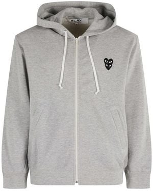 COMME DES GARÇONS PLAY Hoodies & Sweatvesten ,Grijs ,Double Emblem Sweatshirt
