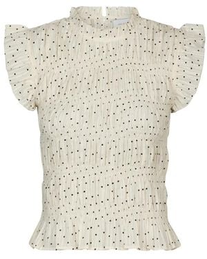 Neo Noir Polka Dot Peplum Top - Weiß