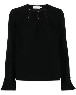 Jonathan Simkhai Overhemden ,Zwart ,Polyester Zwarte Crepe Cocktail Blouse