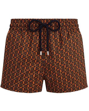 Vilebrequin Badmode ,Oranje ,Polyester Grafische Rimpels Zwembroek Marineblauw - Bruin